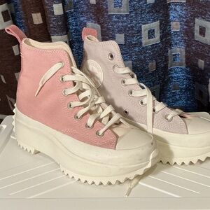 Trendy Pink and White Platform Sneakers